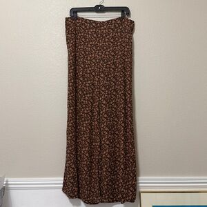 Floral Brown Wide Leg Pants